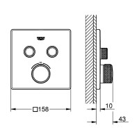 102166KF00 Grohtherm SmartControl Зовнішня частина термостату прихованого монтажу, 2 споживачі, чорн Grohe фото 1