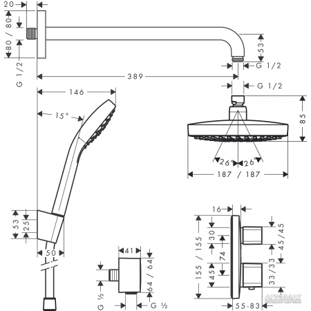 27294000 Croma Select E Душовий комплект (1 сорт) HANSGROHE