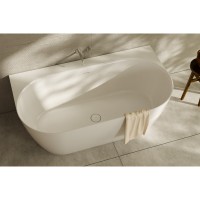 160.086.043.1-3.0.3.X.X Ванна Scorpius Lite пристінна, з переливом та сифоном, біла, штучний камінь, VAYER фото 5