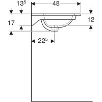 500.995.00.1 Вбудовуваний умивальник Geberit Selnova Square 80см, отвір для змішувача в центрі, пере Geberit фото 4