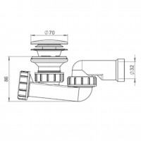 3212007 Сифон для душового піддону та ванни d52мм, хром (1 сорт) MIRAGGIO