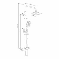 DX218092300 Option, душова система з ТМС для душу: верхній душ 230*230мм, ручний душ 120мм,  чорний  Damixa фото 2