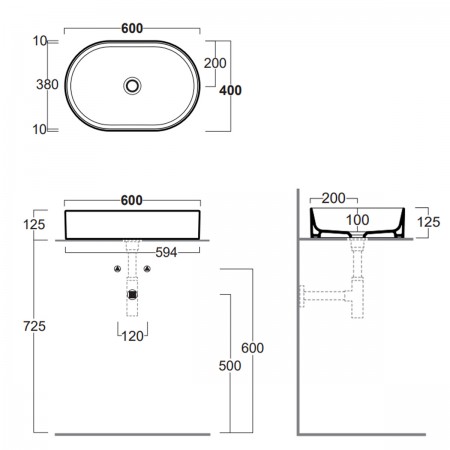 FO02  Folio Раковина на стільницю, овальна, moka (1 сорт) SIMAS