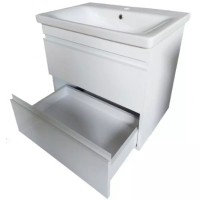 753055W FRAME Біла глянцева тумба 55см з раковиною та сифоном (1 сорт) Devit фото 4