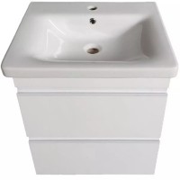 753055W FRAME Біла глянцева тумба 55см з раковиною та сифоном (1 сорт) Devit фото 1