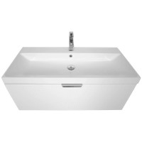 30969 Тумба Fabio (білий мат) з умивальником Fabio 100 см (консольна) ручка хром (1 сорт) Аква Родос фото 6