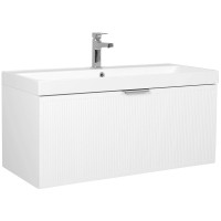 30969 Тумба Fabio (білий мат) з умивальником Fabio 100 см (консольна) ручка хром (1 сорт) Аква Родос фото 1