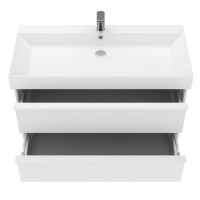 083100WB QUADRA Тумба 100 біла матова з умивальником та сифоном (1 сорт) Devit фото 5