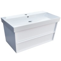 083100WB QUADRA Тумба 100 біла матова з умивальником та сифоном (1 сорт) Devit фото 2