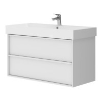 083100WB QUADRA Тумба 100 біла матова з умивальником та сифоном (1 сорт) Devit фото 4