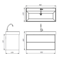 083100WB QUADRA Тумба 100 біла матова з умивальником та сифоном (1 сорт) Devit фото 6