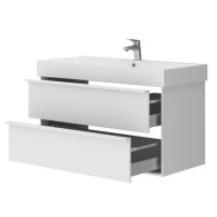 083100WB QUADRA Тумба 100 біла матова з умивальником та сифоном (1 сорт) Devit фото 3