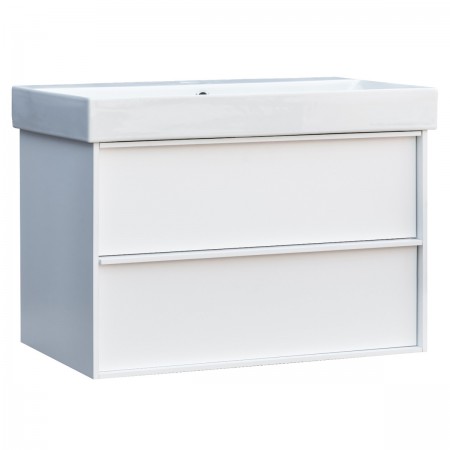 083100WB QUADRA Тумба 100 біла матова з умивальником та сифоном (1 сорт) Devit