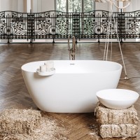 VAPERL175/00 Perla Ванна окремостояча 175*76 см з литого (штучного) каменю, з інтегрованим сифоном,  PAA фото 6