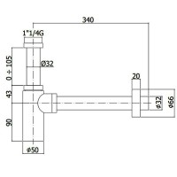 ZACC240ST сифон для раковини, нерж. сталь (1 сорт) Paffoni фото 1