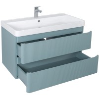 15418 Тумба Акцент ЛЮКС  з умивальником Deep 90 см (консольна), MINERAL-BLUE-MATT (1 сорт) Аква Родос фото 1