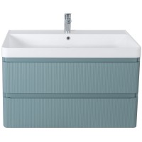 15418 Тумба Акцент ЛЮКС  з умивальником Deep 90 см (консольна), MINERAL-BLUE-MATT (1 сорт) Аква Родос фото 2