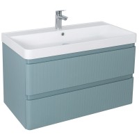15418 Тумба Акцент ЛЮКС  з умивальником Deep 90 см (консольна), MINERAL-BLUE-MATT (1 сорт) Аква Родос