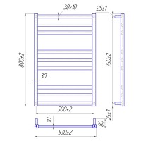 1.2.6100.03 S Рушникосушка Чикаго  800х530/500, колір сатин (1 сорт) Mario фото 2