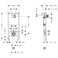01022180 HG Інсталяційна система iFrame Universal 1120 для підвісного унітазу (1 сорт) HANSGROHE фото 1