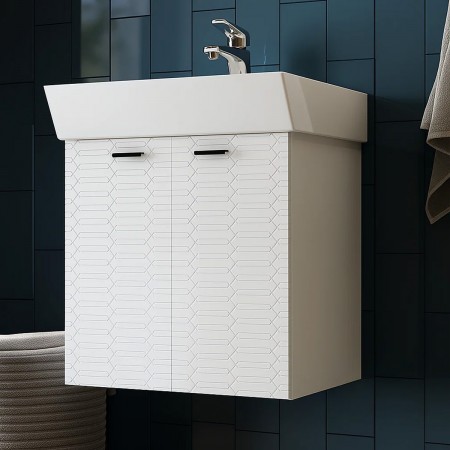 484050W Flow Тумба 50 з умивальником та ручками, білий матовий (1 сорт) Devit