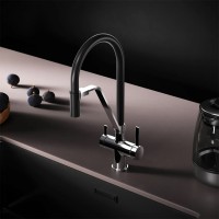 F8F07802 Func, Змішувач для кухні з каналом для питної води і гнучким виливом, хром,чорн (1 сорт) AM.PM