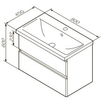M85-FHX0802-WC0802WG38 X-Joy, База з раковиною, підвісна, 80 см, 2 ящика, білий глянець (1 сорт) AM.PM фото 5