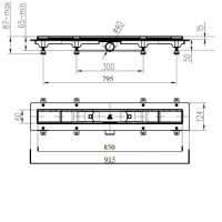 CH 850 KN 1 Душовий канал 850 мм з матовою решіткою Класік та Під плитку, нержавіюча сталь, горизонт MCH фото 1