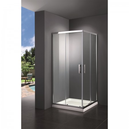 SHRC53106 FRAME Душова кабіна, розсувна - 100*100 - хром/прозоре скло (1 сорт) Primera