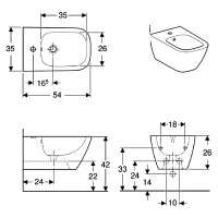 500.209.01.1 Smyle Square Біде підвісне закритої форми, з переливом, колір білий глянець (1 сорт) Geberit фото 2