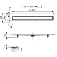 650800 Канал зливний прямий  TECEdrainline довжина 835 мм, для натурального каменю (1 сорт) Tece фото 2