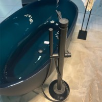 LIG032NO LIGHT Змішувач для ванни з підлоги з внутрішньою частиною, з ручним душем, чорн.мат (1 сорт Paffoni фото 4