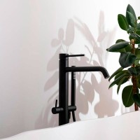 LIG032NO LIGHT Змішувач для ванни з підлоги з внутрішньою частиною, з ручним душем, чорн.мат (1 сорт Paffoni фото 5