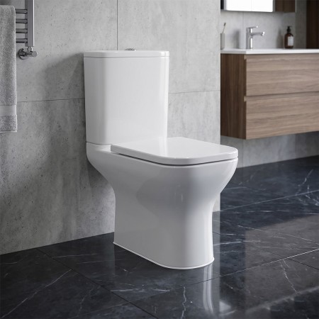 3710020 FRAME Унітаз-компакт з кришкою soft-close безобідковий, Vortex Flush, білий (1 сорт) Devit