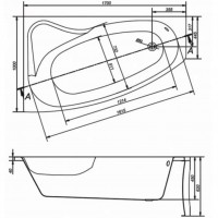 S301-097 SICILIA NEW 1Ванна асиметрична 170х100 лівостороння (1 сорт) CERSANIT-С Україна фото 2