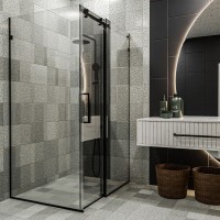 SE2340B ART 3.0 Кабіна душова, прямокутна, розсувна,1200*800 мм, без піддона, скло прозоре, чорна ма Devit фото 1