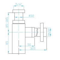 DVCH003 Дизайнерський латуний сифон для раковини 1 1/4, випуск 32мм, хром (1 сорт) Devit фото 1