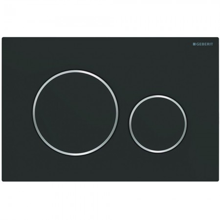 115.882.14.1 Sigma20 round Клавіша змиву, подвійний змив, легкоочисна поверхня, чорний мат/хром глян Geberit