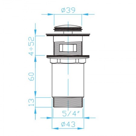 DVVCH01 Випускний клапан для раковини click-clack, хром (1 сорт) Devit