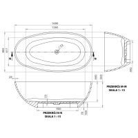168.086.044.1-4.0.3.0.1 Ванна LACERTA окремостояча, біла, штучний камінь, 1680X865 (1 сорт) VAYER фото 2