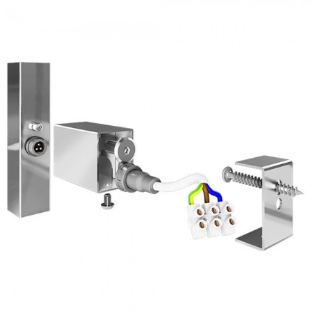 3.0.1000.0.P Комплект прихованого підключення мереж.дроту для прямокутного стояка, полір.нерж. (може Mario