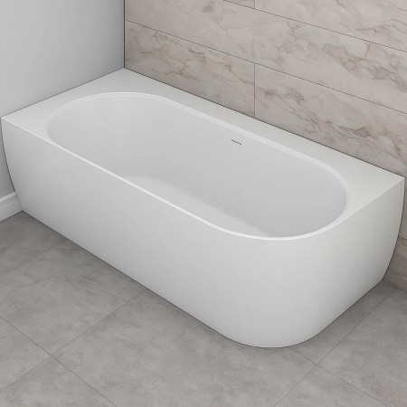 160.086.043.1-2.X.3.X.X Ванна Scorpius Lite ліва, з переливом та сифоном, біла, штучний камінь,1600x VAYER