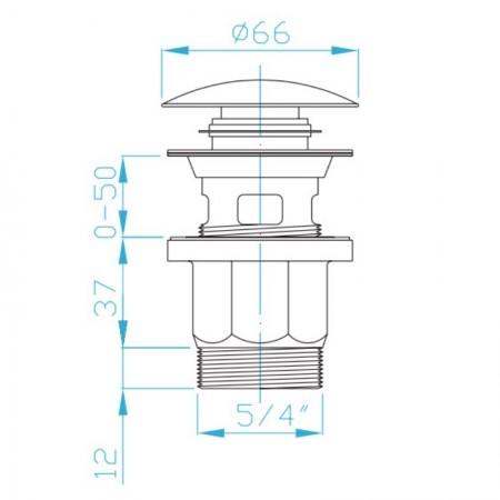 DVVPL01 Пластиковий низький зливний клапан для раковини, click-clack, хром (1 сорт) Devit