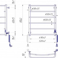 2.3.0315.10.P Рушникосушка електр. Люкс НР-І 800х530/150 електр. TR К (1 сорт) Mario фото 5