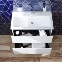 M85-FHX0802-WC0802WG38 X-Joy, База з раковиною, підвісна, 80 см, 2 ящика, білий глянець (1 сорт) AM.PM фото 4