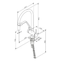 F8F07802 Func, Змішувач для кухні з каналом для питної води і гнучким виливом, хром,чорн (1 сорт) AM.PM фото 2