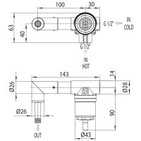 Z00801000000005 Внутрішня частина змішувача для раковини TEO, PLY (1 сорт) Bossini фото 1