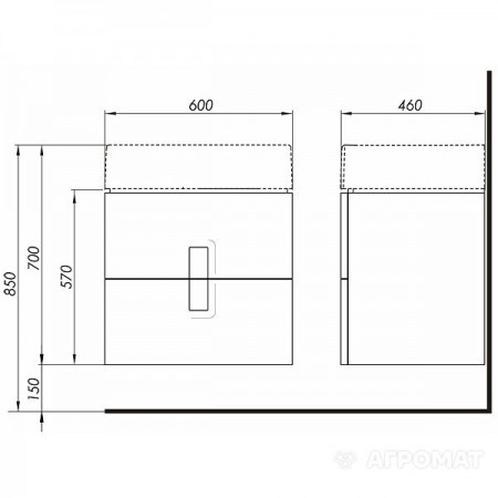 89492000 TWINS шафка під умивальник 60см з двома шухлядами, білий глянець (1 сорт) KOLO