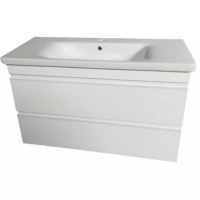 753100W FRAME Біла глянцева тумба 100см з раковиною та сифоном (1 сорт) Devit