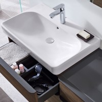 500.249.01.1 Smyle Square Раковина 75см, з 1 отв.під зміш, з переливом, колір білий глянець (1 сорт) Geberit фото 5